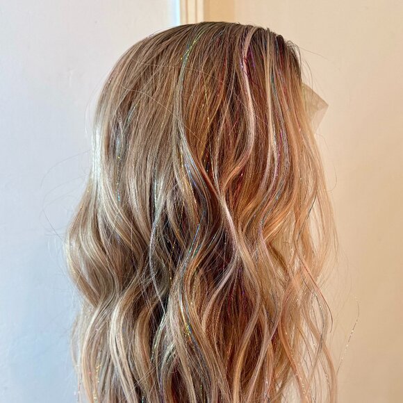 NWT Chelsey Smith Crowns Octavia Apricot Tinsel (Rainbow colors) PETITE Wig - Picture 10 of 11